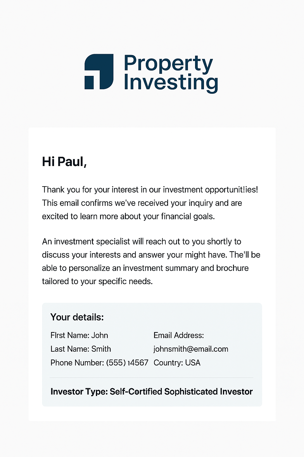 Subscribe to get tailored property investment insights and confirmations via email